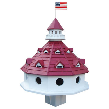 Hotel California Purple Martin Birdhouse, White with Red Roof