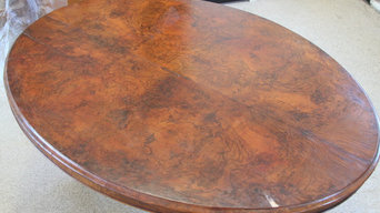 Antique Burl Tilt Top Table - Before