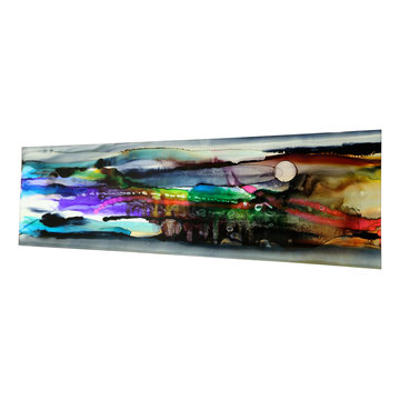 Twilight in Space - Colorful Modern Metal Wall Art, Unique Abstract Painting