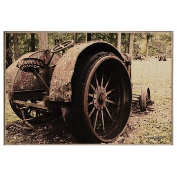 Rusted Big Wheels Birch Wood Print