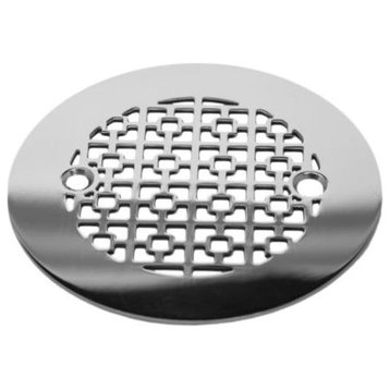 3.25 Inch Round Shower Drain Cover, Geometric No 1 design by Designer Drains, Brushed Stainless Steel/Nickel, 4.25"