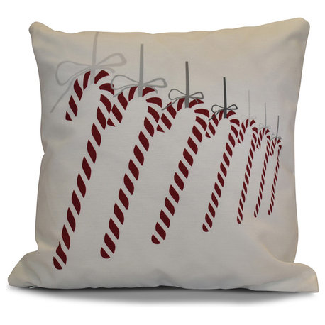 Candy Canes Pillow, Gray, 16"x16"