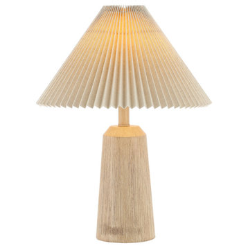 JONATHAN Y Lighting JYL1146 Arvid 21" Tall LED Vase Table Lamp - Beige Wood