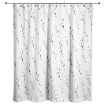 Soft Blue Branches 71x74 Shower Curtain
