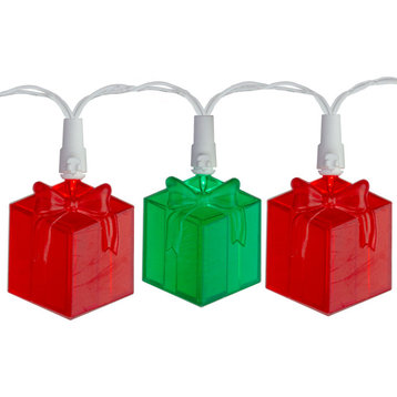 Red and Green LED Present Novelty Christmas Lights, White Wire, 20-Piece Set