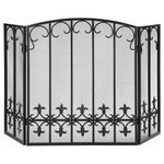 SPI - Fleur de Lis 3 Panel Iron Fireplace Screen - 30 1/2 Inches Tall, 49 Inches Wide