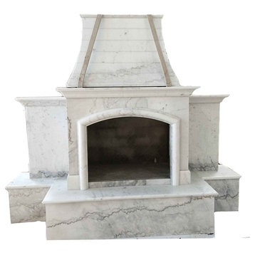 84"x99" Luxury Outdoor Stone Fireplace, Nature Outside Marble, Single Side Unit