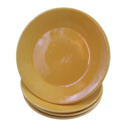 Le Souk Ceramique - Le Souk Ceramique Stoneware Side Plates, Set of 4, Black, Yellow - Salad And Dessert Plates