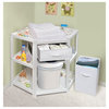 Badger Basket Co Diaper Corner Baby Changing Table With Hamper and Basket, White