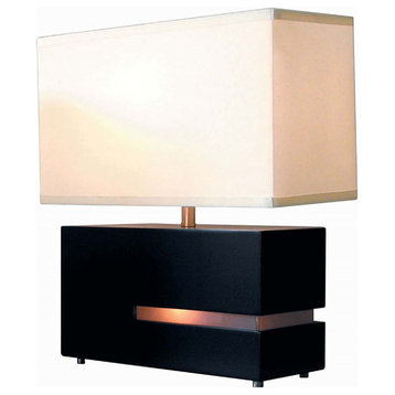 Zen Table Lamp with Nightlight - 19", Espresso Wood, Brushed Nickel 4-way Switch