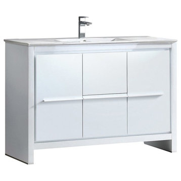 Fresca Trieste Allier 48" Modern Bathroom Cabinet With Sink, White