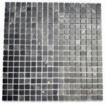 Stone Center Online - Nero Marquina Black Marble 5/8x5/8 Square Mosaic Wall Floor Tile Honed, 1 sheet - Color: Nero Marquina Marble (black background with fine and compact grain and white veins);