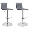 Clarke Faux Leather Adjustable Bar Stools, Set of 2, Gray