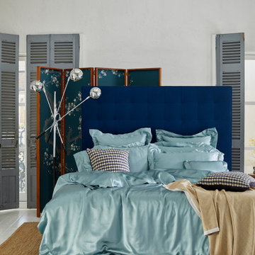 Teal silk bed linen