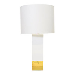 Worlds Away Harper White Lacquer and Brass Table Lamp - Table Lamps