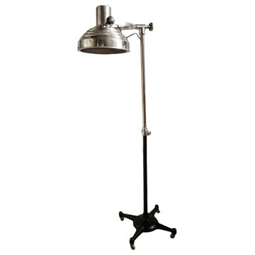 Consigned Chrome Industrial Floor Lamp on Wheels