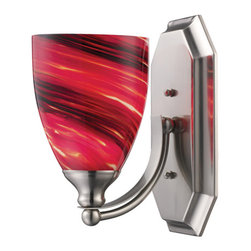 Elk Lighting - Elk Lighting 570-1N-A 1 Light Vanity In Satin Nickel And Autumn Glass - Bathroom Vanity Lighting