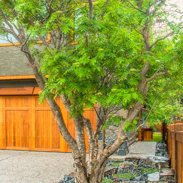 Maintenance-Free Front Yard Featuring Rain Garden, Tree & Shrubs