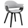 Adalyn Faux Leather and Wood Dining Room Accent Chair, Gray and Black