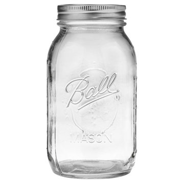Ball® 62000 Regular Mouth Glass Mason Jars w/ Lids & Bands, 1-Qt, 12-Pack