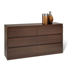 Prepac Avanti Six Drawer Dresser in Espresso - Dressers