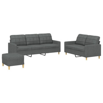 vidaXL Sofa Set with Cushions Sectional Sofa Couch 3 Piece Dark Gray Fabric