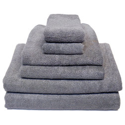 Contemporary Bath Towels 6-Piece Aragon Bamboo and Organic Cotton Bath Towel Set, Black Pearl