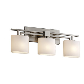 Fusion Aero Bath Bar, 3-Light, Incadescent, Oval Opal Shade, Brushed Nickel