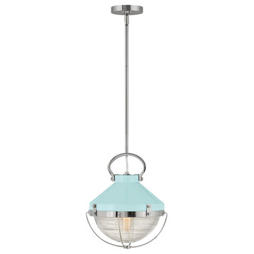Hinkley Crew 4847Pn-Reb Small Pendant, Polished Nickel with Robins Egg Blue