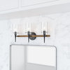 Farmhouse Black 3-Light Candle Design Vanity Light with Cylinder Glass Shades