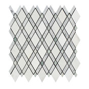 Carrara Lattice, Thassos, Ming Green, Honed Mosaic Marble From Italy, 10 SqFt