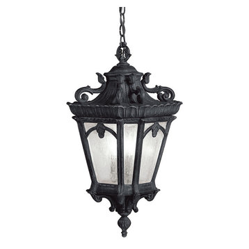 Kichler Tournai 3-Light 12" Outdoor Hanging Pendant in Textured Black