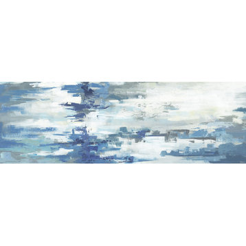 "Elongated Blue Hues" Painting Print on Wrapped Canvas, 60"x20"