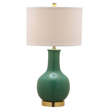 Safavieh White Ceramic Paris Lamp, Emerald
