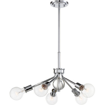 Bounce - 5 Light Pendant with Crystal Accent - Polished Nickel Finish