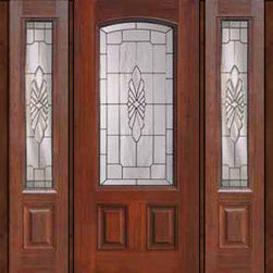 Prehung Side lights Door 80 Fiberglass Versailles Arch Lite Glass - Front Doors