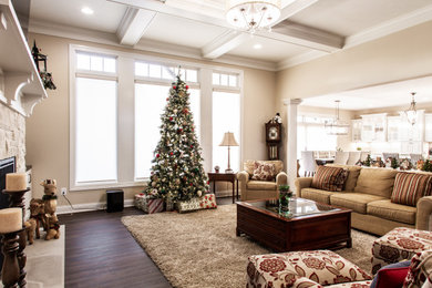 Example of a transitional living room design in Indianapolis