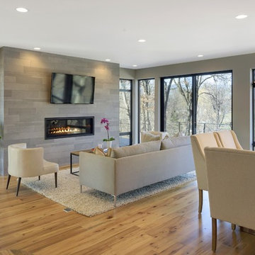 Antique Elm Flooring in an Open Concept Modern Home