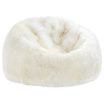 Sheepskin Longwool Lambskin Bean Bag, Ivory