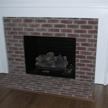Brick Tiled Fireplace. Tile and Installation by Exact Tile Inc