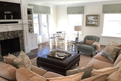 Inspiration for a transitional family room remodel in New York