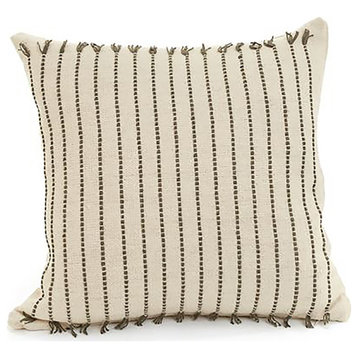 Woven Cotton Olive Striped Pillow