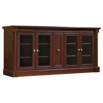 Pemberly Row Traditional Wood Credenza TV Stand for TVs up to 70" in Cherry