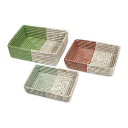 IMAX Harvey Two-Tone Woven Trays - Set Of 3 - SKU: 84687-3 - Major Kitchen Appliance Parts And Accessories