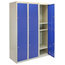 Storage Unit, Blue-Grey Finished Metal With 6-Door, Hanging Rail and Shelves