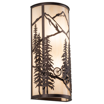 8 Wide Tall Pines Mountain Biker Wall Sconce