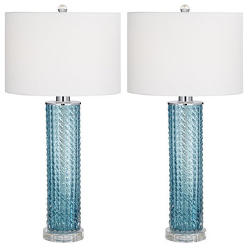 Pacific Coast Renzo Glass and Crystal Table Lamp Set Of 2, Blue-Sea