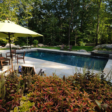 Raised Spa And Rectangular Pool With Auto Cover