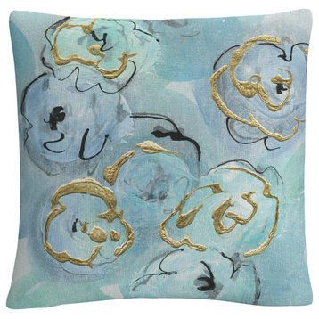 Chris Paschke 'Gold Edged Teal I' Decorative Throw Pillow