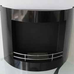 "Maxima Black" Wall Mounted Ventless Ethanol Fireplace - Indoor Fireplaces